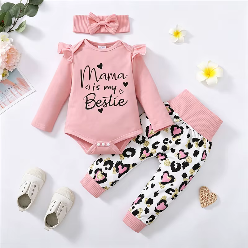 Pelele suave bebé recién nacido mamá y pantalón corazón otoño - imagen 2