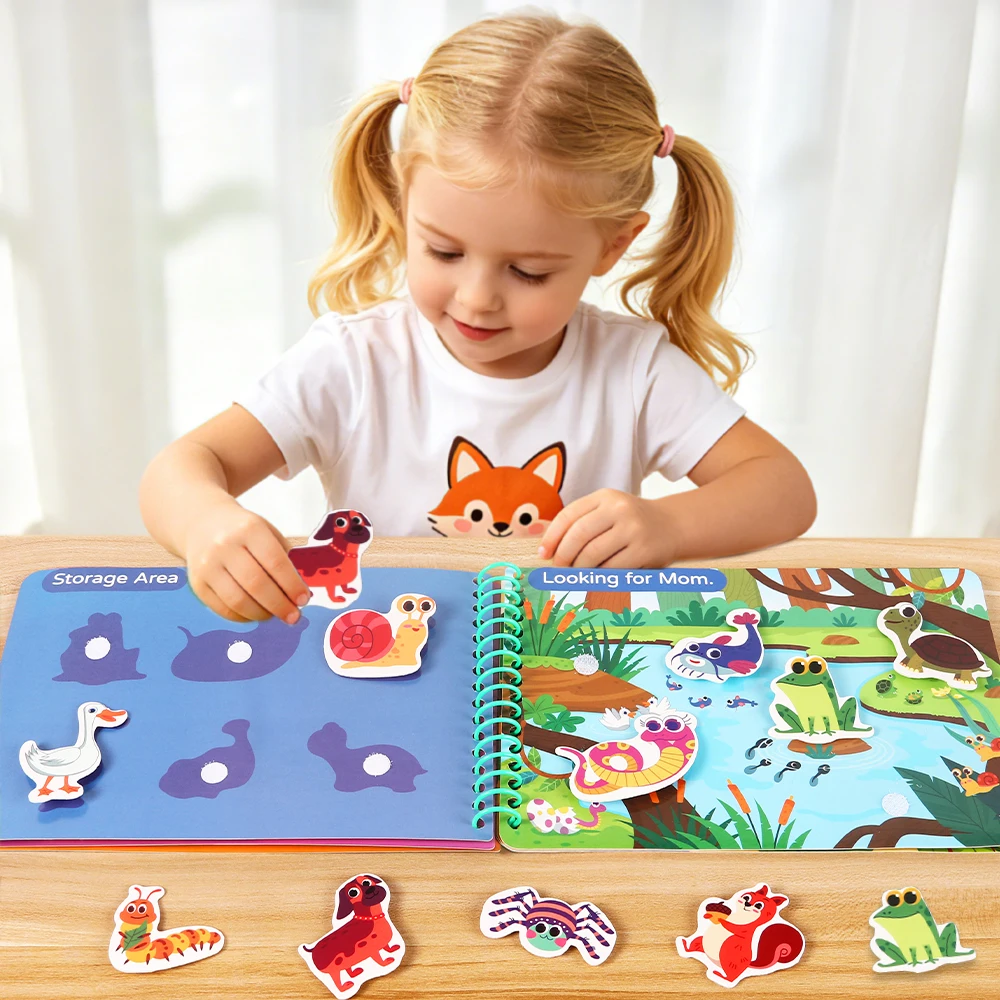 Libro Montessori con pegatinas reutilizables y actividades - imagen 3