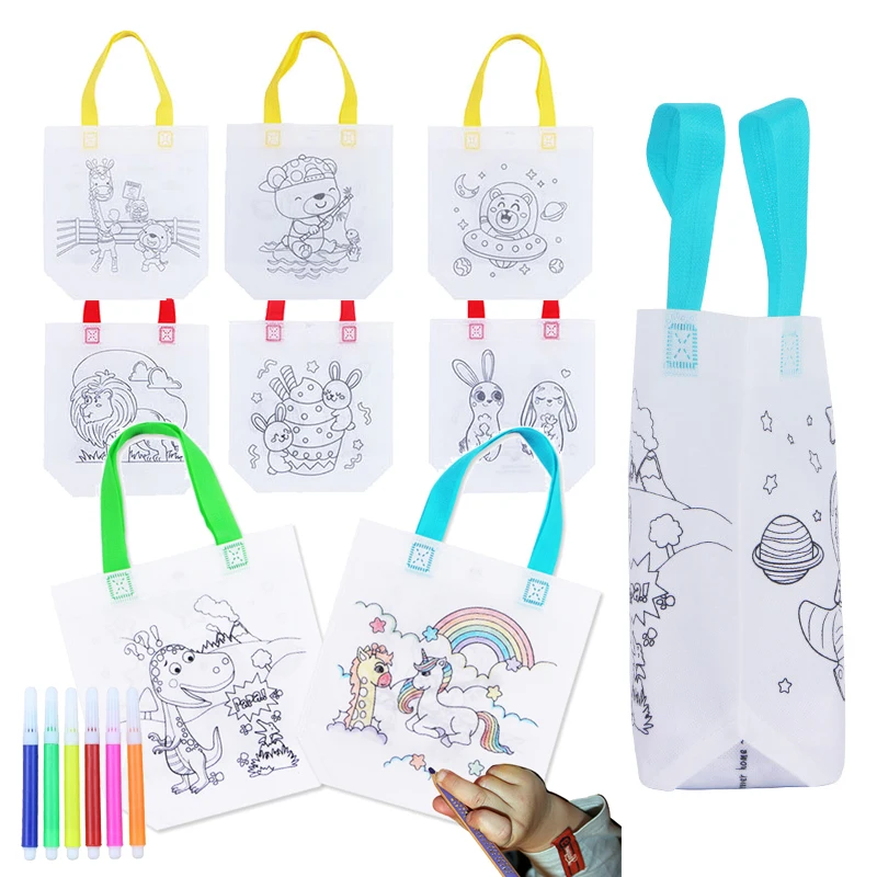 Bolsa para manualidades no tejida con marcador para dibujo