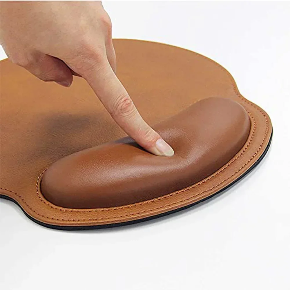 Alfombrilla ratón cuero marrón reposamuñecas ergonómico antideslizante - imagen 5