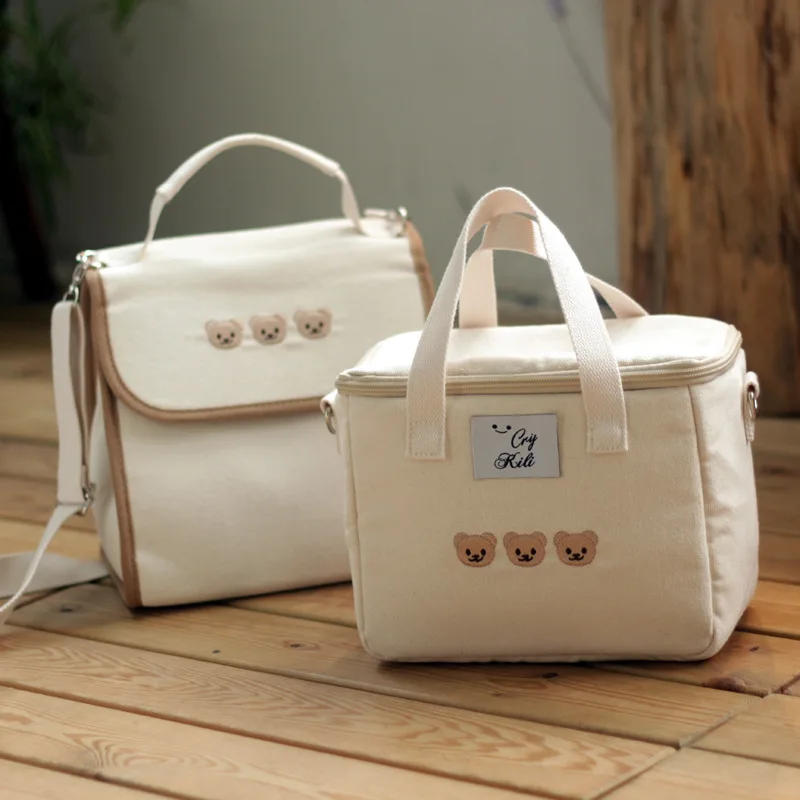 Bolsa isotérmica con bordado oso para meriendas de bebé práctica - imagen 2