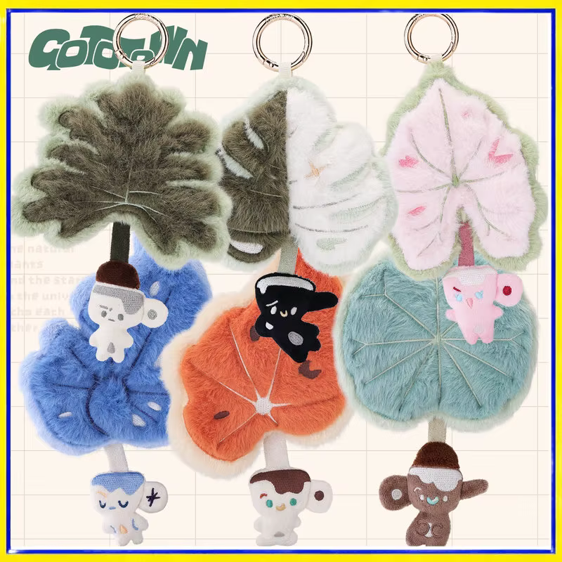 GOTOTOWN Llavero de peluche hoja de dibujos animados suave para llaves