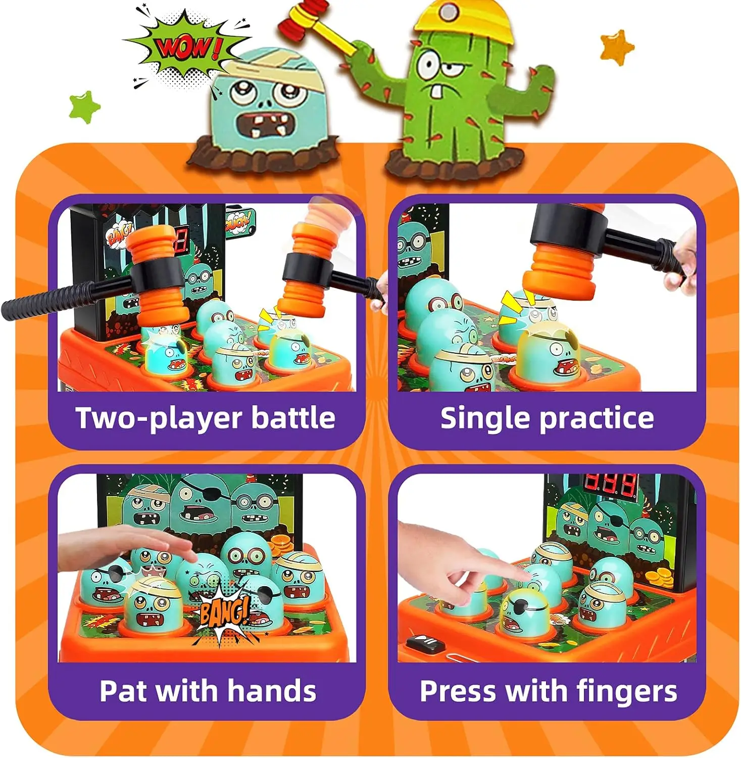 Juego de arcade electrónico de Halloween con topo zombi para niños - imagen 3