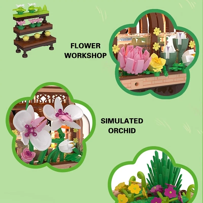 Bloques de construcción casa floral con orquídeas para niños - imagen 3