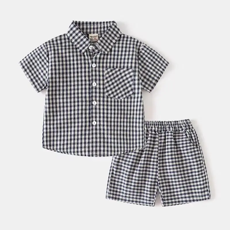 Conjunto infantil verano con camiseta polo y pantalón a cuadros para niño - imagen 2
