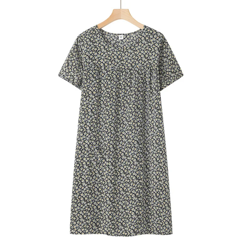 Camisón de verano de manga corta en algodón con seda - imagen 3