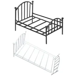 Cama muñecas hierro del estilo europeo 1:12 incluye adornos mini cuna