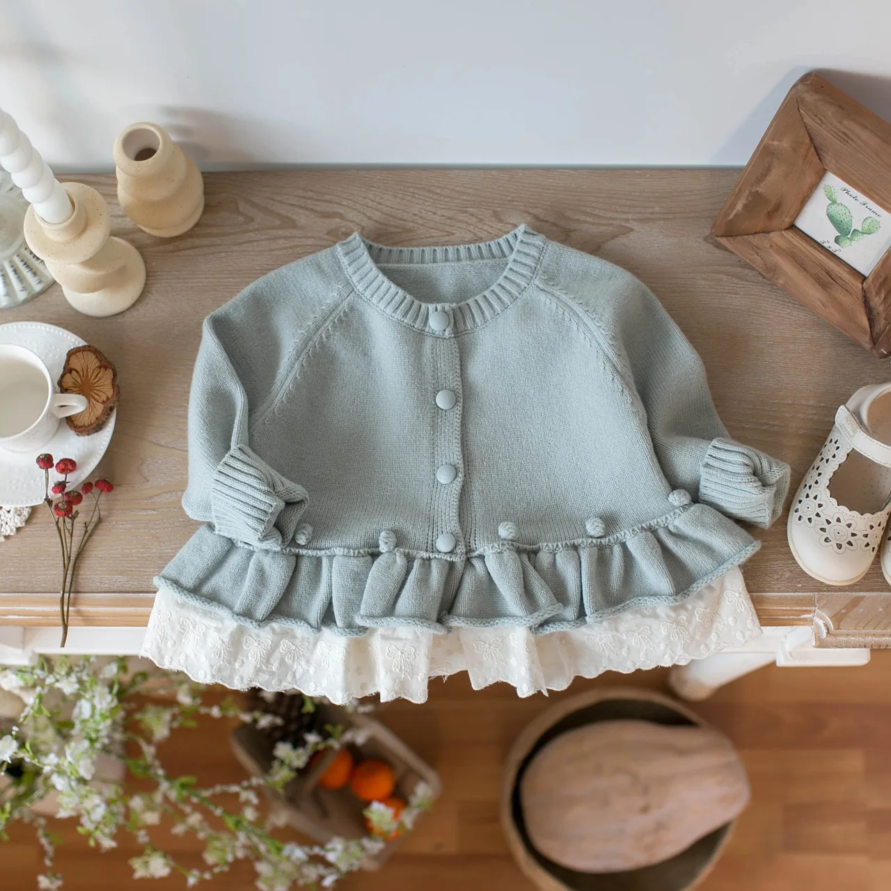 Milancel jersey de primavera para bebé niña – punto con encaje
