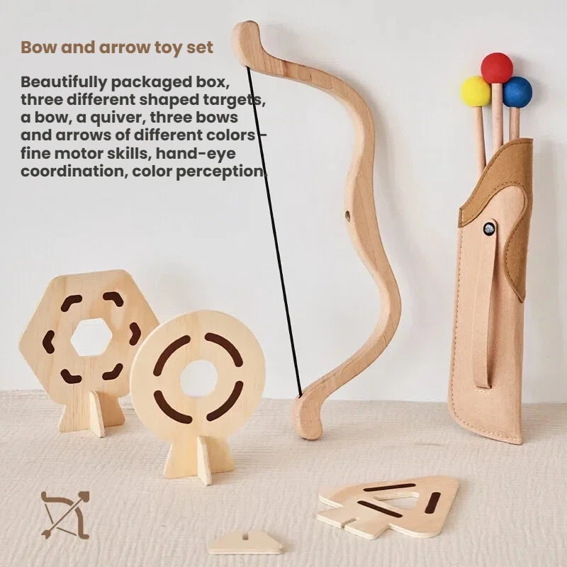 Juguete de arco y flecha de madera para niños – tiro educativo