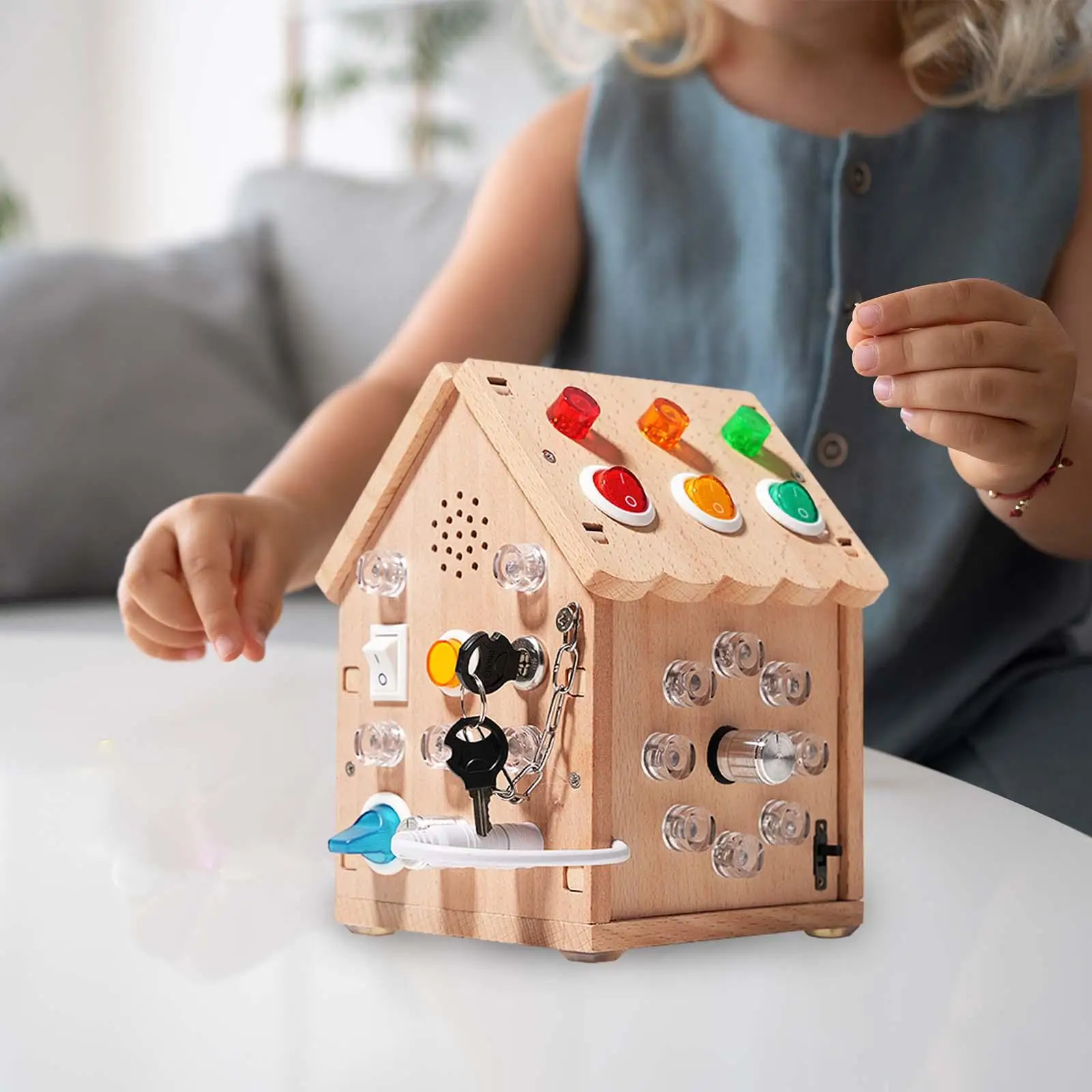 Tablero ocupado de madera Montessori para habilidades motoras - imagen 3