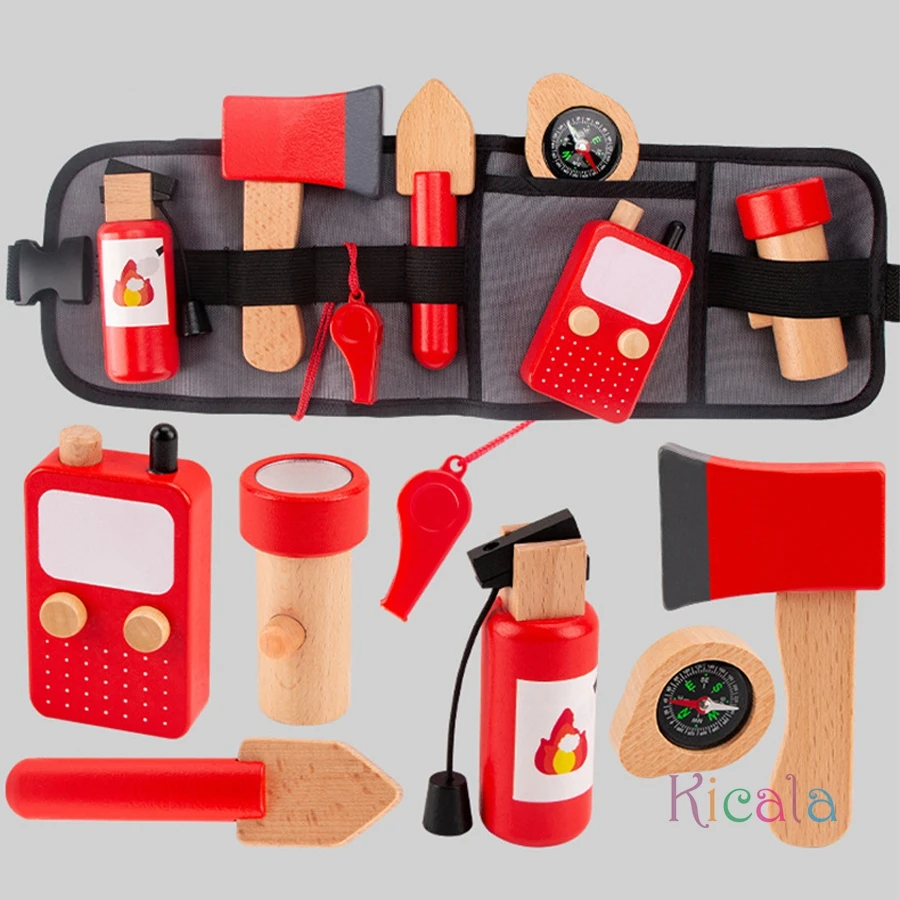 Set juego rol en madera: bombero y reparador - imagen 3