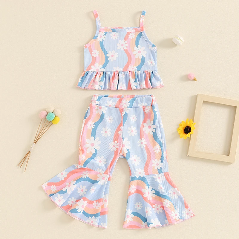 Conjunto de verano para niña camiseta sin mangas y pantalón acampanado - imagen 3