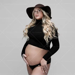 Conjunto premamá negro – Top cuello alto y vestido elástico