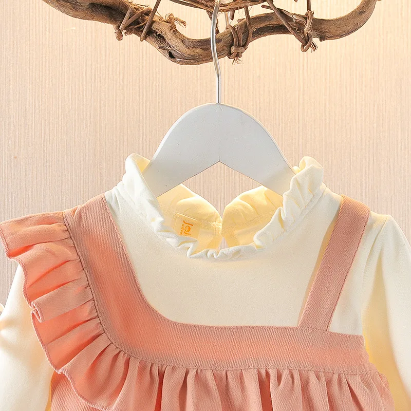 Vestido niña princesa de algodón de manga larga con lazo y diseño irregular - imagen 5