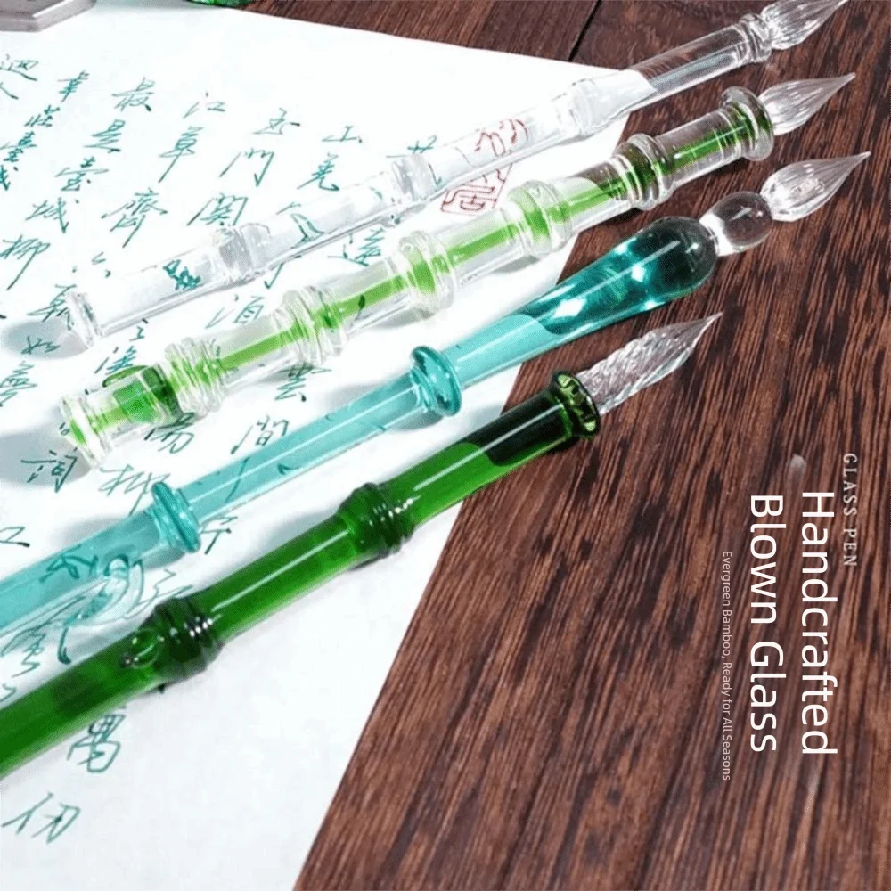 Pluma de caligrafía vidrio transparente reutilizable estilo vintage - imagen 3