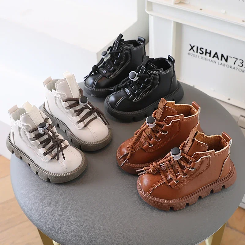 Botines infantiles con cordones de goma suave para otoño-invierno