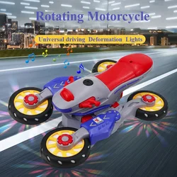 Motocicleta infantil deformable giratoria con luz y música