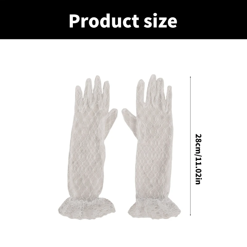 Guantes de encaje blanco con pedrería para niñas – Fiestas y celebraciones - imagen 4