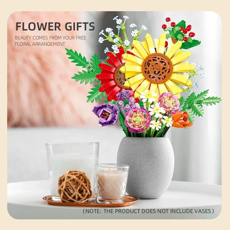 Bloques de construcción florales preservadas girasol y lavanda - imagen 4