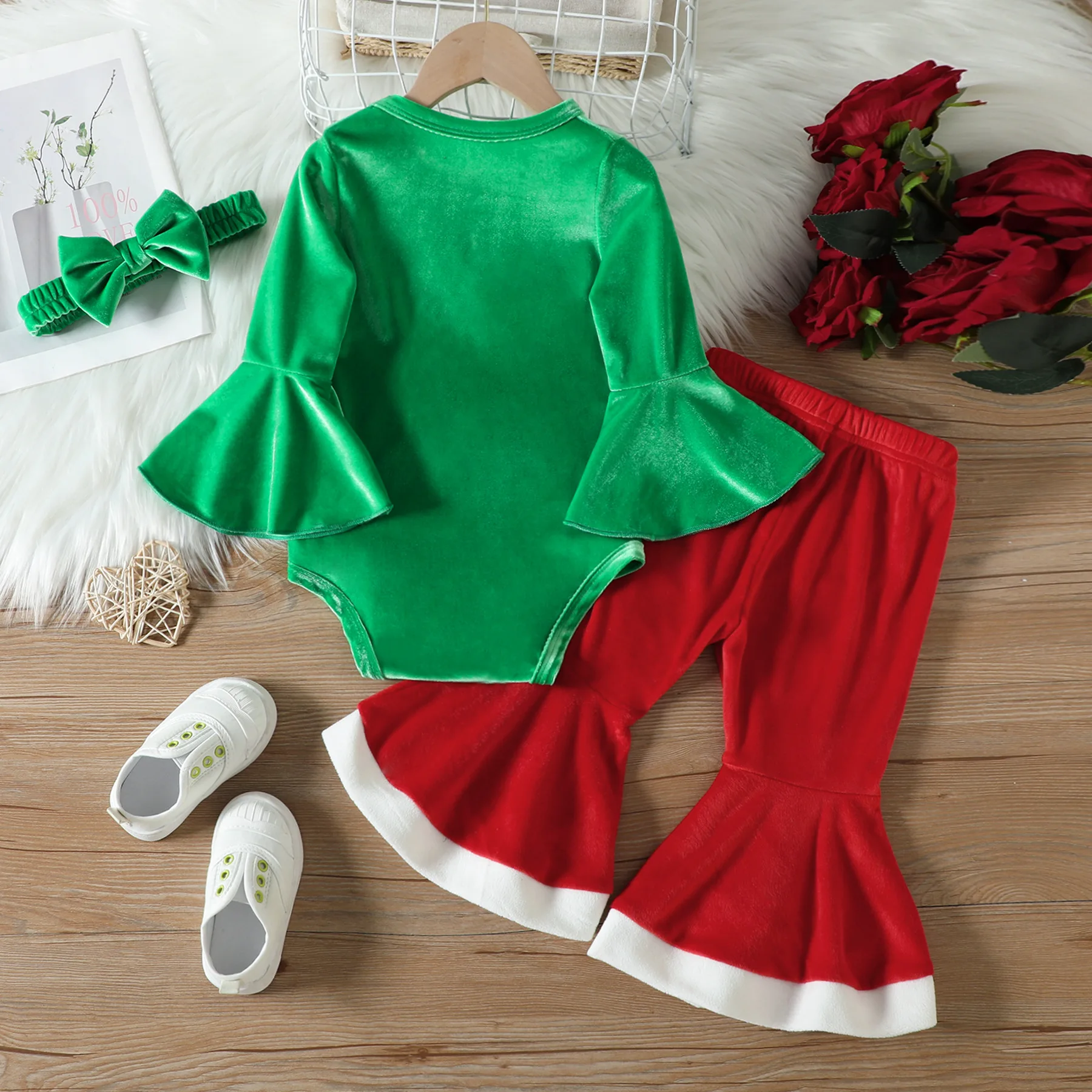 Conjunto invierno niña recién nacida de lana: mono y diadema - imagen 5