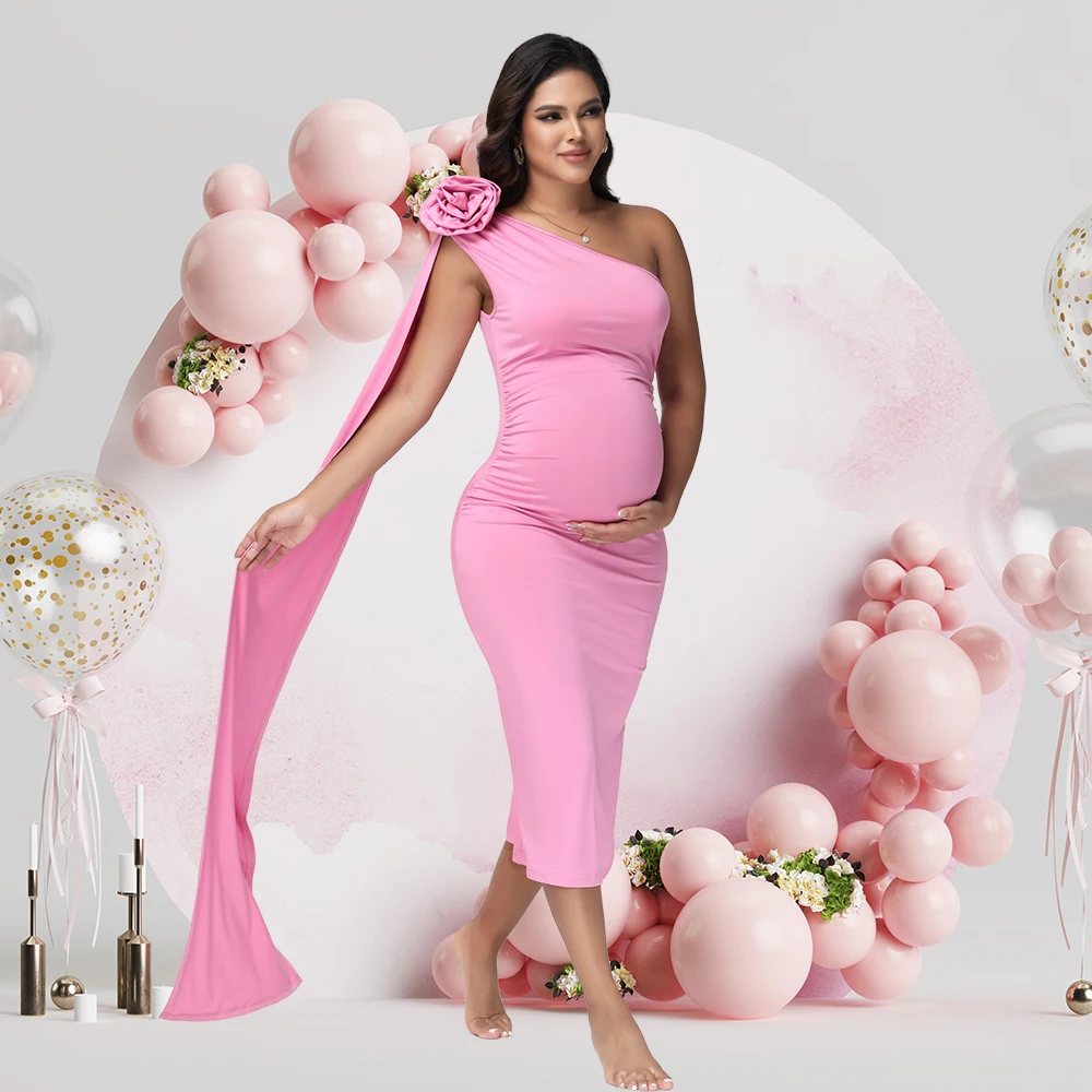 Vestido midi veraniego de un hombro con manga flotante floral 3D - imagen 4