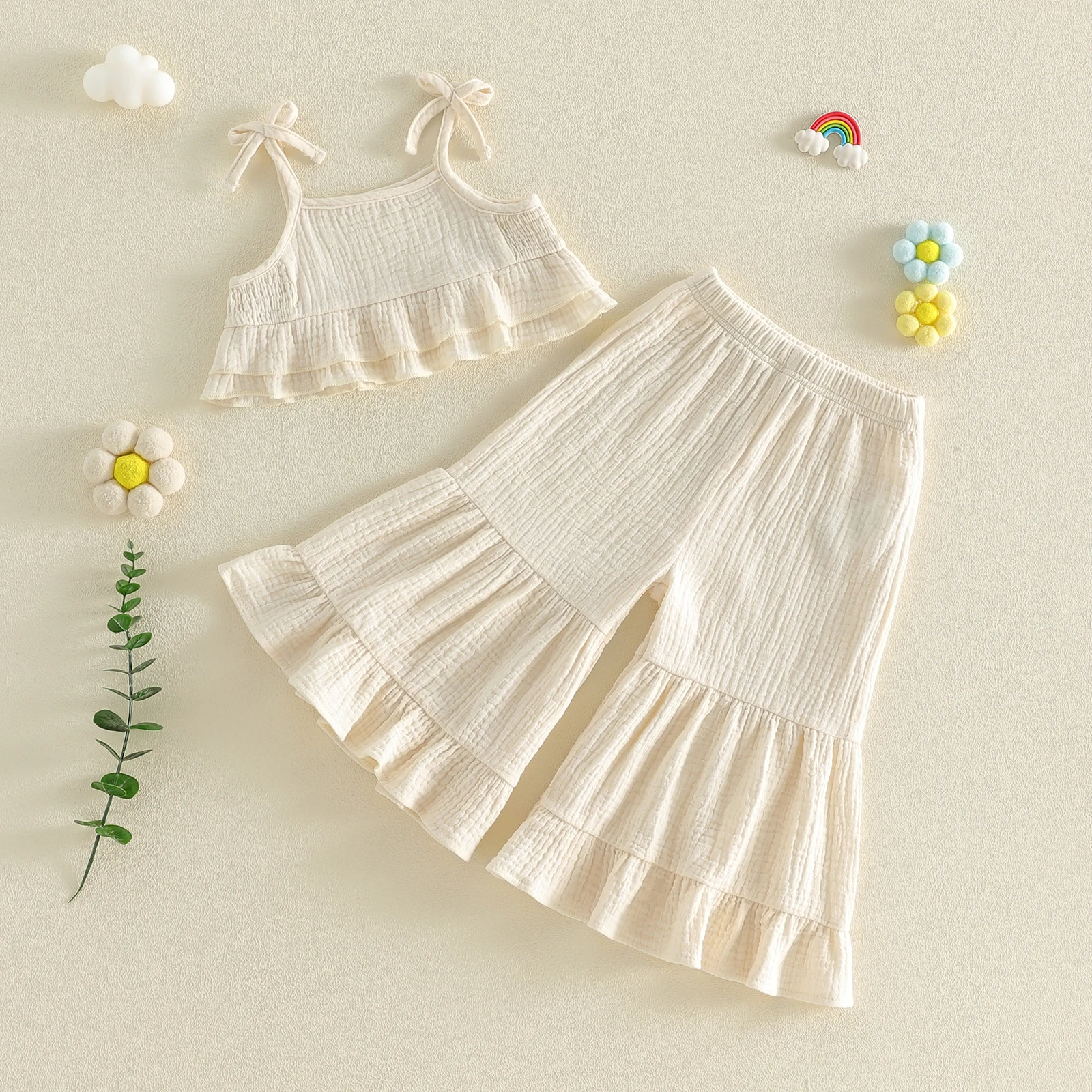 Conjunto de verano para niña en algodón con pantalón acampanado - imagen 5