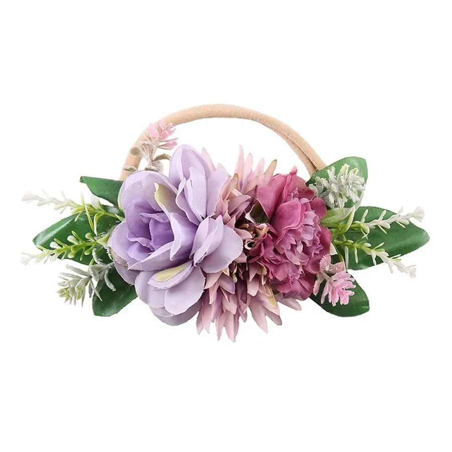 Diadema para bebé con flores de colores y elástico princesa - imagen 2