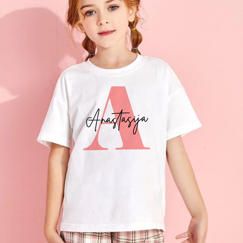 Camiseta personalizada niña rosa con inicial