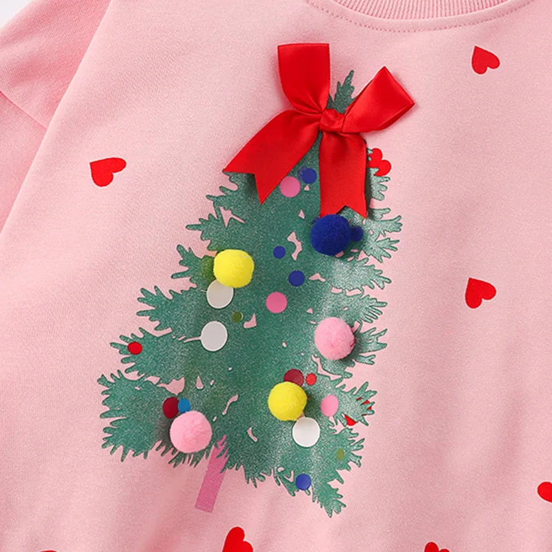 Sudadera navideña para niñas de cuello redondo cálida manga larga - imagen 2