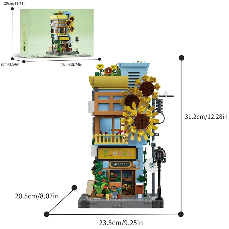 Bloques de construcción girasol casa flores desmontable manualidades - imagen 3