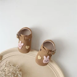 Zapatitos de niña con suela blanda – Diseño conejo para primeros pasos