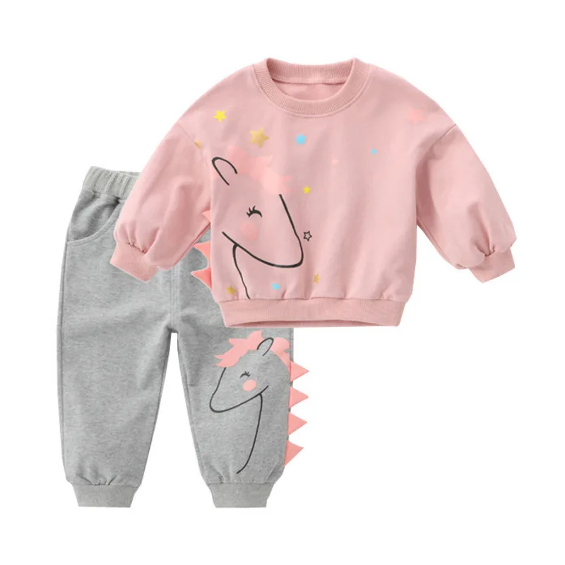 Conjunto primavera-otoño de algodón suave para niños y niñas