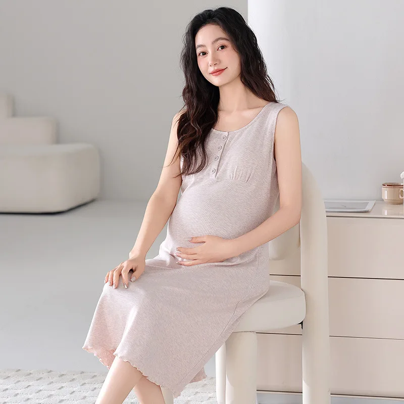 Camisón de lactancia postparto modal fino para dormir en verano - imagen 4