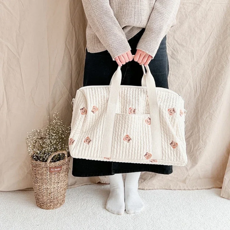 Bolso de hombro bordado con osito gran capacidad para mamá y bebé - imagen 3