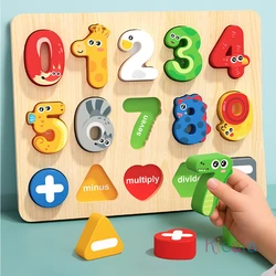 Tablero Montessori de madera con letras y números en formas
