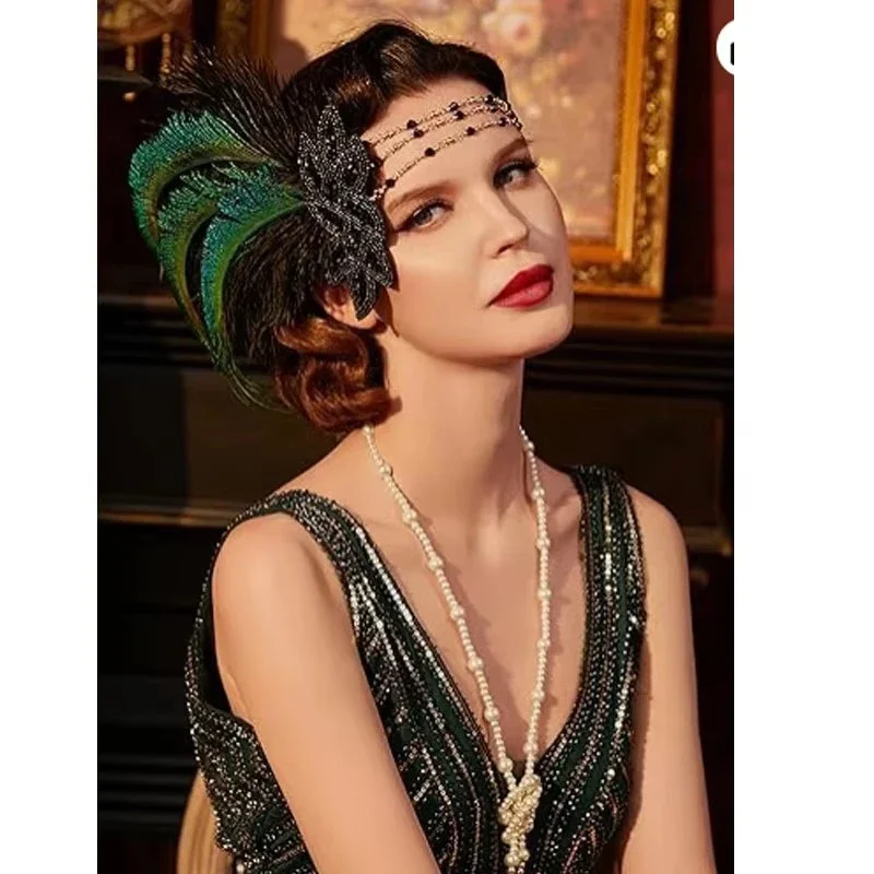 Diadema de plumas estilo Art Déco años 20 - imagen 4