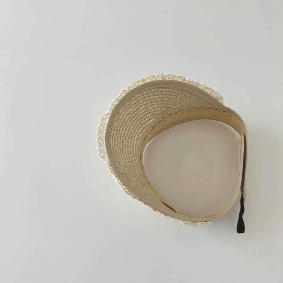 Sombrero panamá de paja floral veraniego para niña con encaje - imagen 3