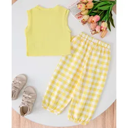 Conjunto de verano para niña con lazo a cuadros