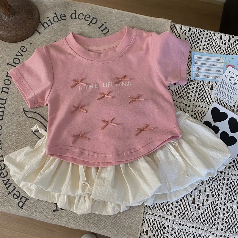 Conjunto bebé blusa lazo y camiseta manga corta verano - imagen 5