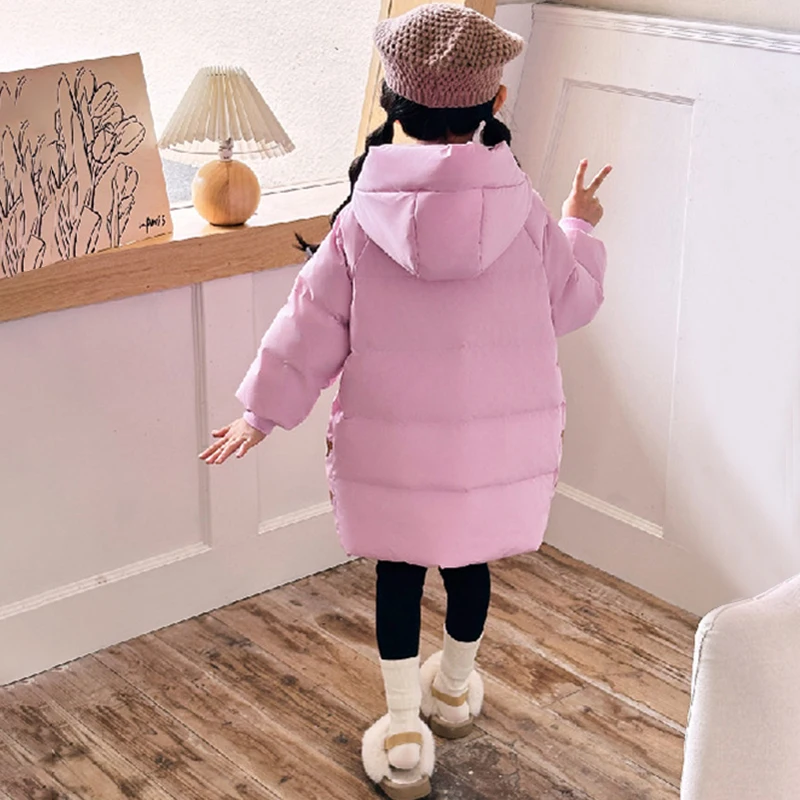 Chaqueta acolchada para niña con capucha de oso - imagen 4