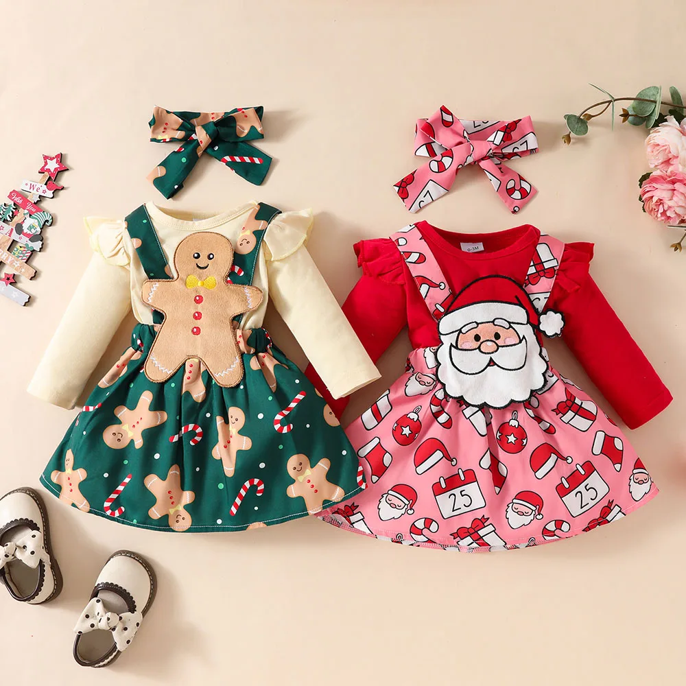 Milangel traje navideño bebé con vestido Santa y diadema
