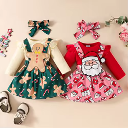 Milangel traje navideño bebé con vestido Santa y diadema