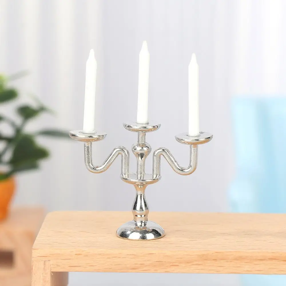 Candelabro miniatura escala 1:12 para casa de muñecas con velas - imagen 5