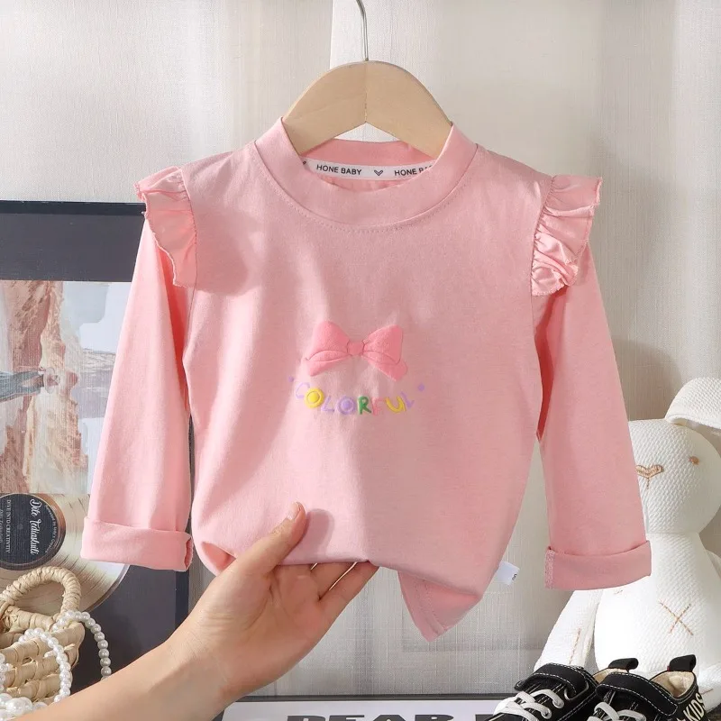 Camiseta manga larga de algodón para bebé con lazo y estampado - imagen 2