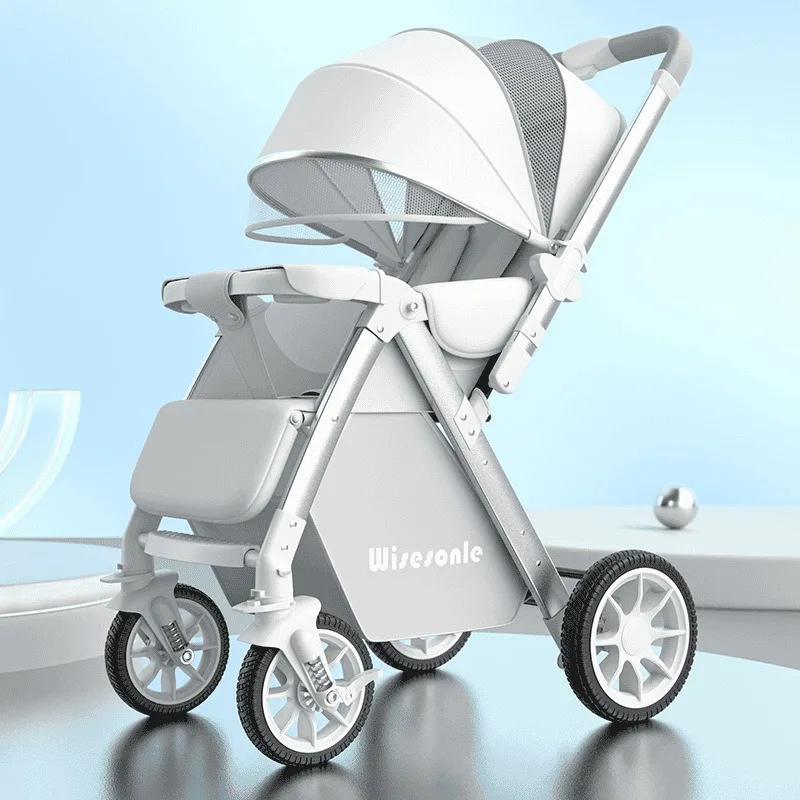 Cochecito bidireccional plegable con respaldo reclinable para bebé