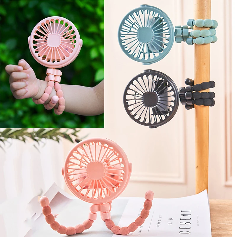 Ventilador para carrito con pinza recargable USB y luz - imagen 3