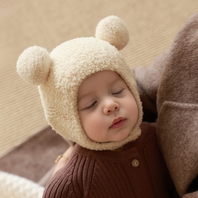 Gorro de lana con pompón para bebé recién nacido - imagen 3