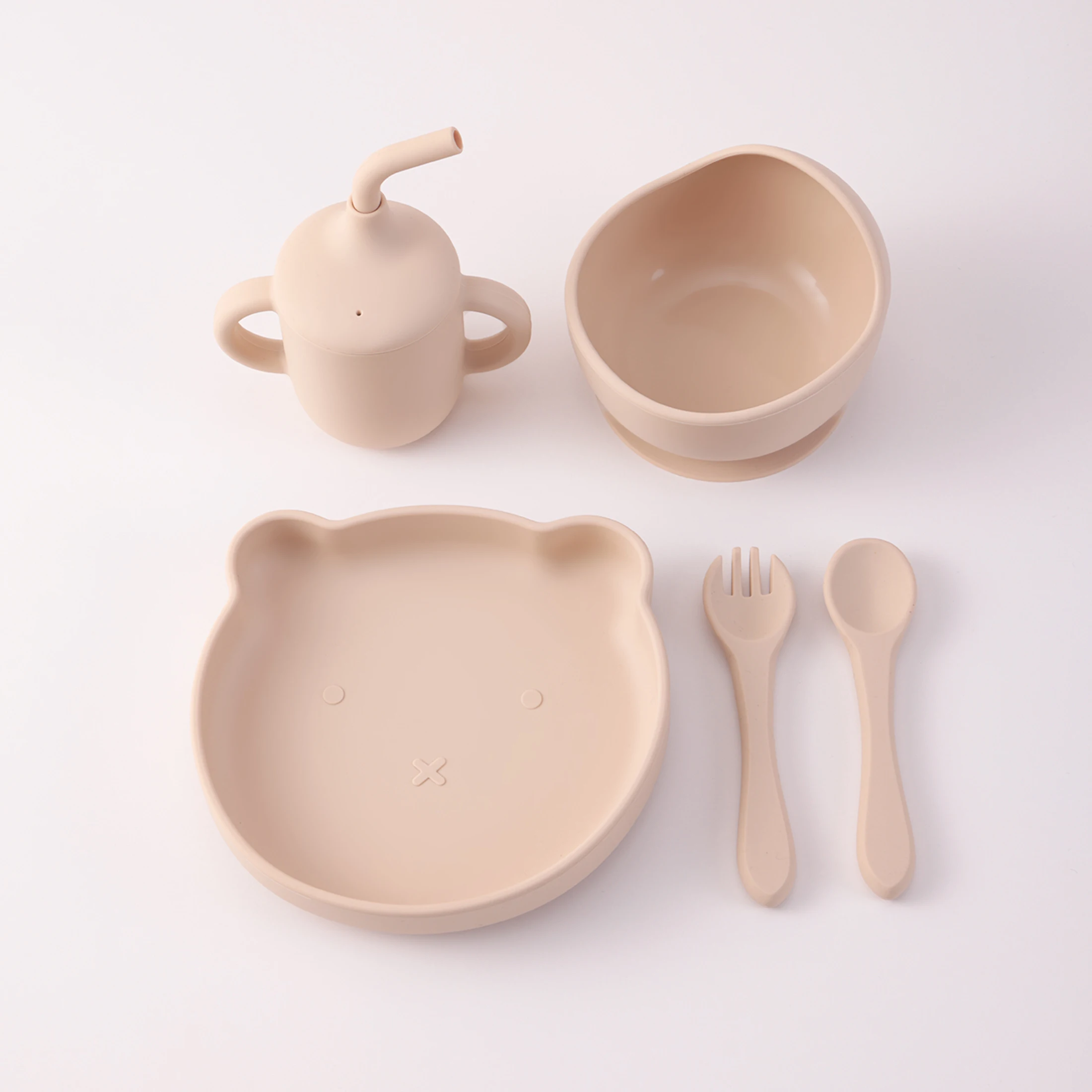 Set de alimentación de bebé silicona con oso de dibujos animados - imagen 4