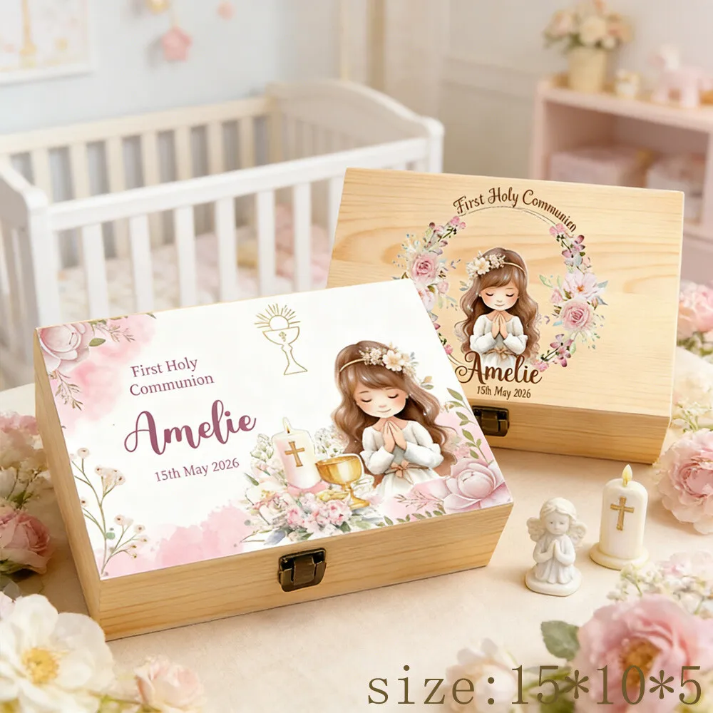 Caja de recuerdos personalizada para bautizo de bebé, regalo de ceremonia - imagen 2