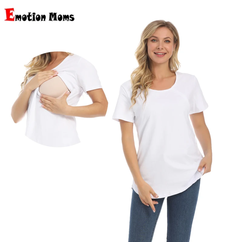 Camiseta de maternidad y lactancia de algodón manga corta